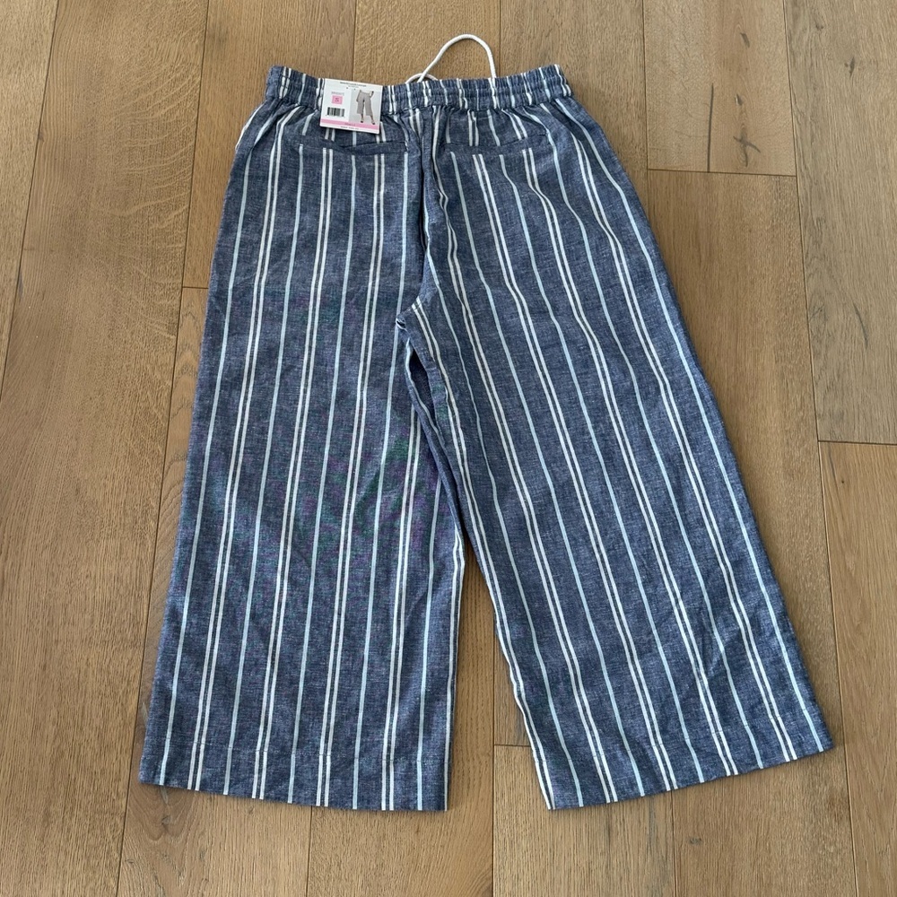 BeachLunchLounge Stripped Cropped Linen Cotton Pants Small - Picture 2 of 6